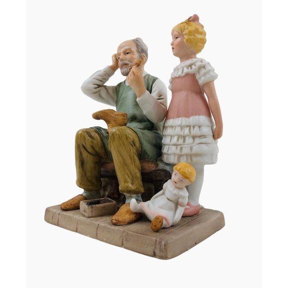 Vintage Normal Rockwell Collectors Club The Shoemaker Annual Figurine Man Girl - Picture 3 of 10